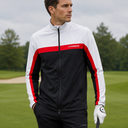 J.Lindeberg Jarvis Mid Layer Jacke – Sportjacke Golf – Weiß/Rot/Schwarz – Herren